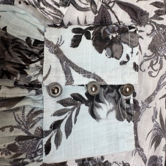 Anthropologie Lavinia Ombre' Embroidered Shirt Dress Floral Button Down Hobo - Picture 4 of 14